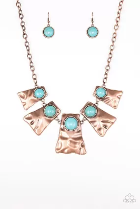 Cougar Copper and Blue Turquoise Stone Necklace - Paparazzi Accessories