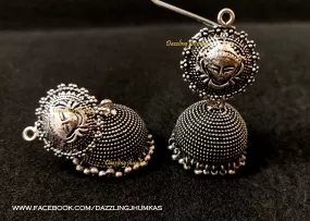 German Silver /Oxidised Durga Temple style Jhumkas