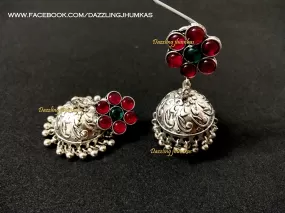 German Silver Oxidised Jhumkas