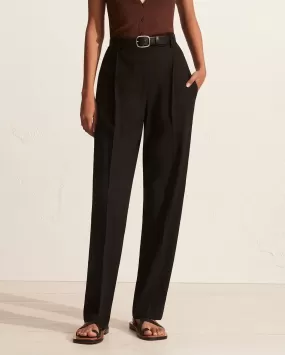 HIGH WAIST PLEAT PANT / BLACK