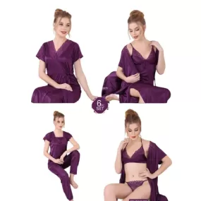 Honeymoon  Nighty Women Nightwear 6 Pcs Bridal Nighty Set Women Sleepwear