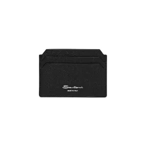 SANTONI Black Saffiano Leather Credit Card Holder