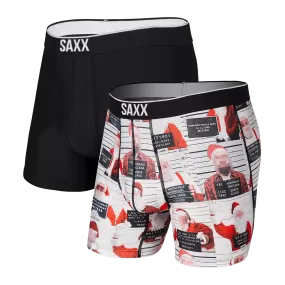 SAXX Men's Volt 2-Pack Boxer Brief Underwear - Bad Santas/Black