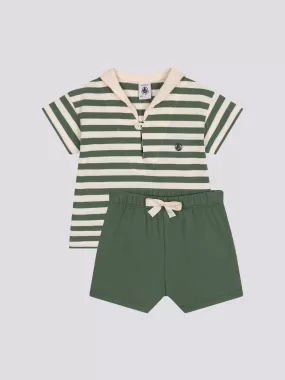 SET BEB T-SHIRT E PANTALONCINI IN JERSEY VERDE