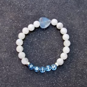 Women's Moonstone Gemstone FAITH stretch bracelet