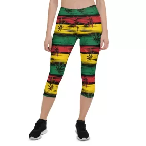 Womens Reggae and Cannabis Capri Leggings