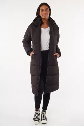 Zoe Longline Black Maxi Puffer Jacket